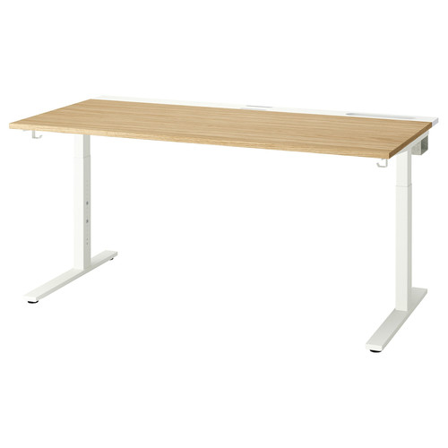 MITTZON Desk, oak veneer white, 160x80 cm