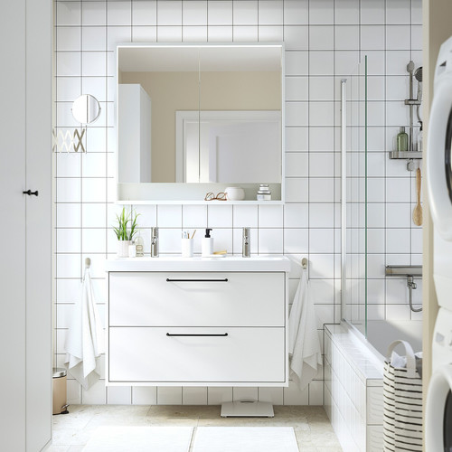 HAVBÄCK / ORRSJÖN Wash-stnd w drawers/wash-basin/taps, white, 102x49x69 cm