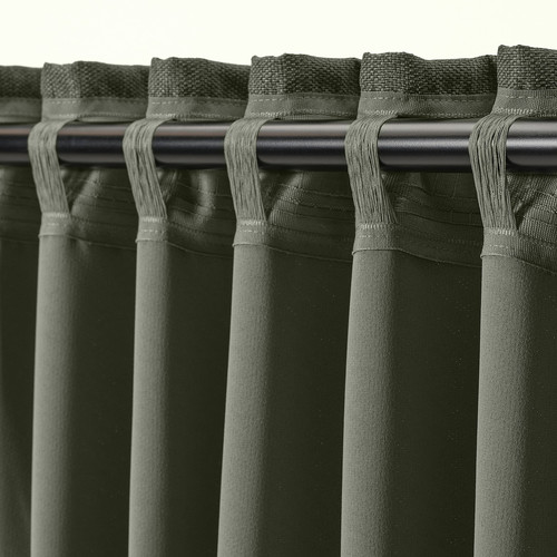 ANNAKAJSA Room darkening curtains, 1 pair, dark green, 145x300 cm