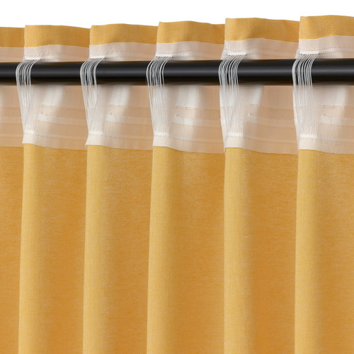 VÄXELBRUK Curtains, 1 pair, yellow, 140x300 cm