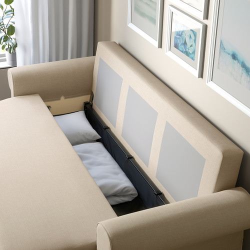 VRETSTORP 3-seat sofa-bed, Kilanda light beige