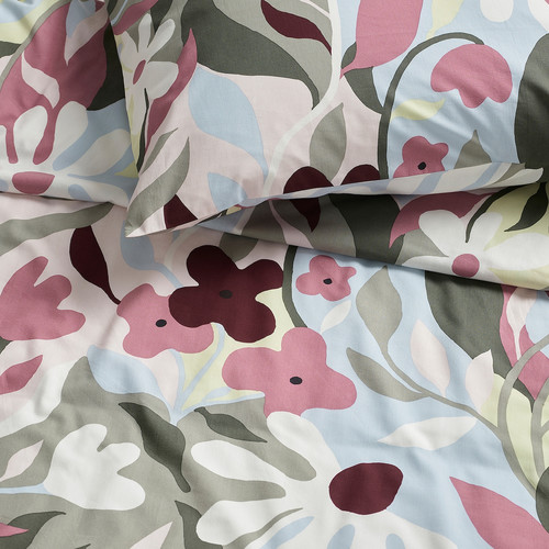 KORSKOVALL Duvet cover and pillowcase, multicolour/floral pattern, 150x200/50x60 cm