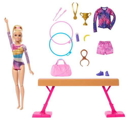 Barbie Gymnastics Playset With Blonde Fashion Doll HRG52 3+