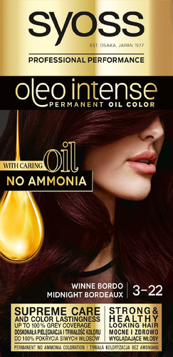 Schwarzkopf Syoss Oleo Intense Permanent Oil Color No Ammonia 3-22 Midnight Bordeaux