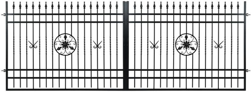 Double Swing Gate 400 x 150 cm, galvanized, black