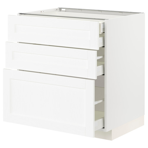 METOD / MAXIMERA Base cb 3 frnts/2 low/1 md/1 hi drw, white Enköping/white wood effect, 80x60 cm