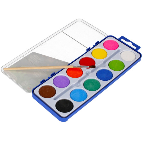 Starpak Water Paint Set Pixel 12 Colours & Paintbrush