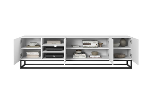 TV Cabinet Asha 200 cm, meta legs, matt white