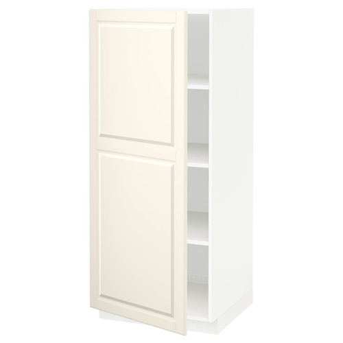 METOD High cabinet with shelves, white/Bodbyn off-white, 60x60x140 cm