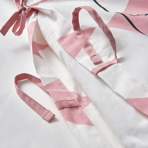 BUSENKEL Duvet cover and pillowcase, ballerina pattern pink/white, 150x200/50x60 cm