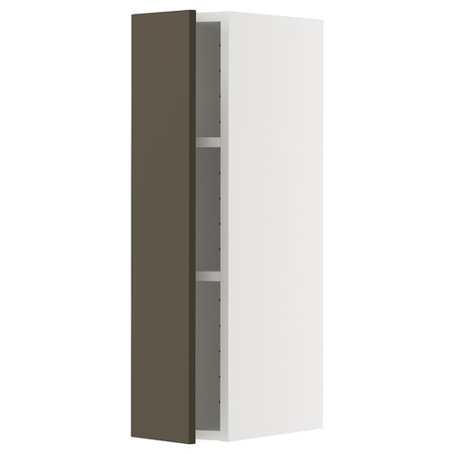 METOD Wall cabinet with shelves, white/Havstorp brown-beige, 20x80 cm