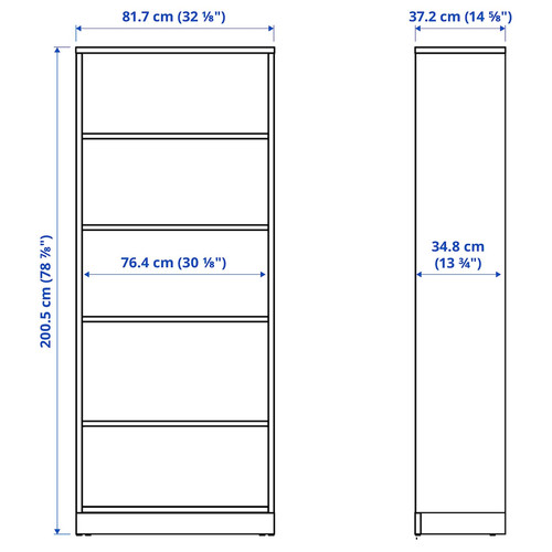 TONSTAD Bookcase, oak veneer, 82x37x201 cm