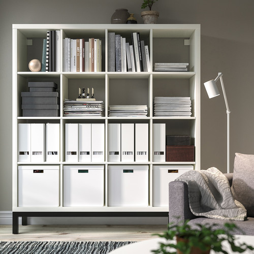 KALLAX Shelving unit with underframe, white/black, 147x164 cm