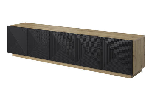 TV Cabinet Asha 200 cm, artisan/matt black