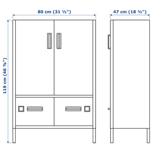 IDÅSEN Cabinet with doors and drawers, dark grey