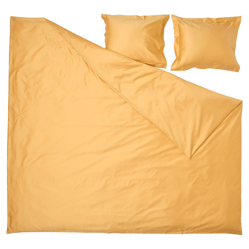 LUKTJASMIN Duvet cover and 2 pillowcases, yellow, 200x200/50x60 cm