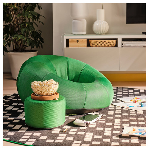 BRÄNNBOLL Inflatable gaming lounge chair, bright green