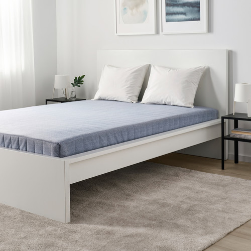 VADSÖ Sprung mattress, firm/light blue, 140x200 cm