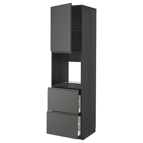 METOD / MAXIMERA Hi cab f ov w dr/2 frnts/2 hi drwrs, black/Voxtorp dark grey, 60x60x220 cm