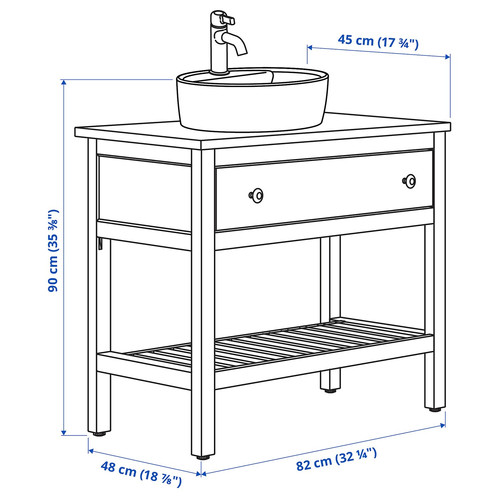 HEMNES / TÖRNVIKEN Open wsh-stnd w drw/wash-basin/tap, white, 82x48x90 cm