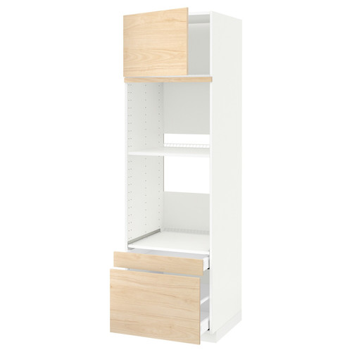 METOD / MAXIMERA Hi cab f ov/combi ov w dr/2 drwrs, white/Askersund light ash effect, 60x60x200 cm