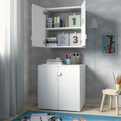 SMÅSTAD Wall cabinet, white blue/with 1 shelf, 60x32x60 cm