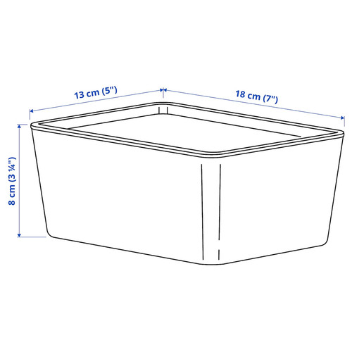 KUGGIS Box with lid, transparent black, 13x18x8 cm