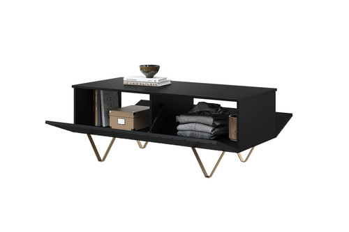 Coffee Table with Storage Scalia 120, matt black/gold legs