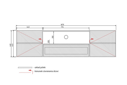 Wall-Mounted TV Cabinet Asha 167 cm, artisan/rivier stone mat