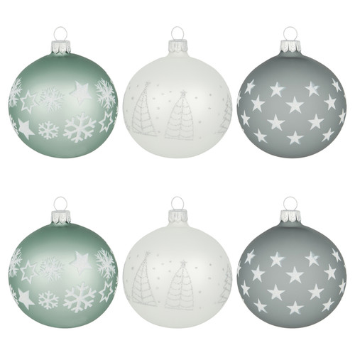 Christmas Glass Baubles Set Folklore Myths 6pcs