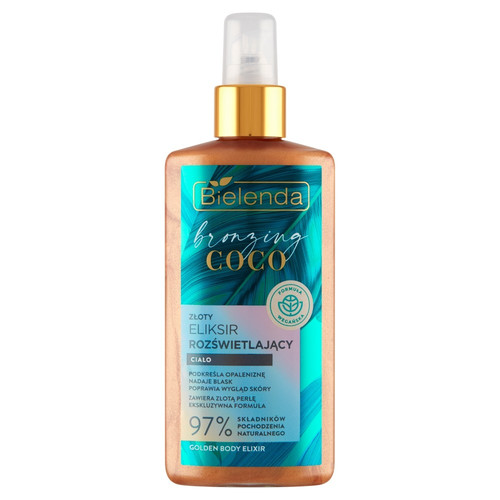 Bielenda Bronzing Coco Illuminating Golden Body Elixir 97% Natural Vegan 150ml