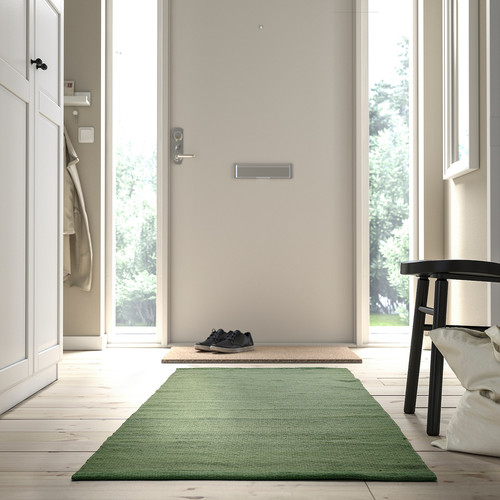 TIDTABELL Rug, flatwoven, green, 80x200 cm