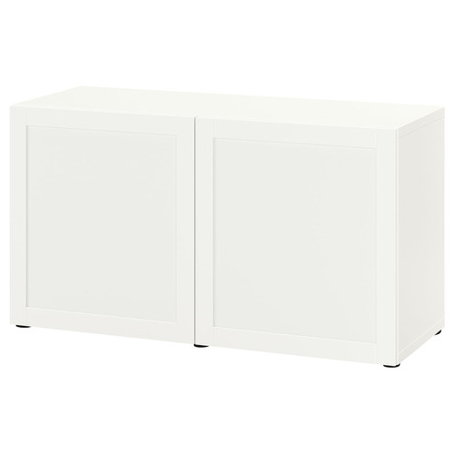 BESTÅ Storage combination with doors, white, Hanviken white, 120x42x65 cm