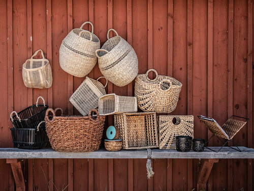 LUSTIGKURRE Basket, natural water hyacinth, seagrass, 32x33x32 cm