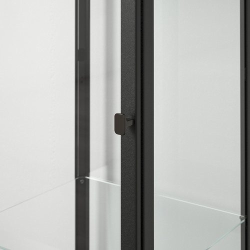 BLÅLIDEN Glass-door cabinet, black, 35x32x151 cm