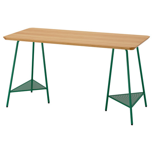 ANFALLARE / TILLSLAG Desk, bamboo/green, 140x65 cm