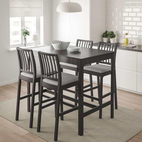 EKEDALEN / EKEDALEN Bar table and 4 bar stools, dark brown/Ramna light grey, 120 cm