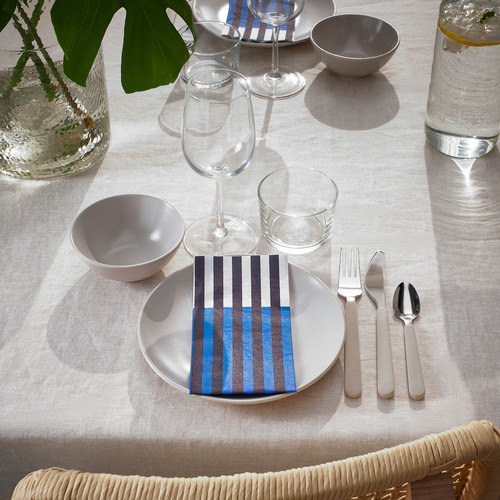 PALPFJÄRIL Paper napkin, striped blue/black/white, 38x38 cm