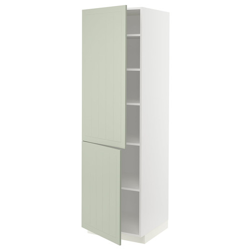 METOD High cabinet with shelves/2 doors, white/Stensund light green, 60x60x200 cm