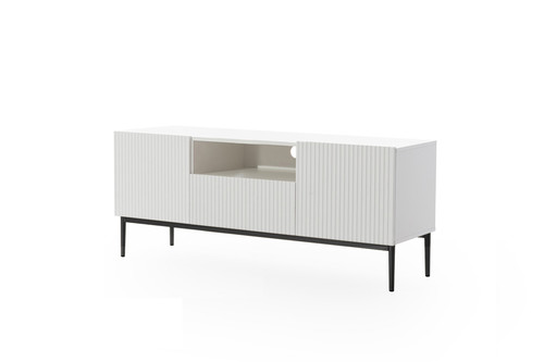 TV Cabinet Nicole 150 cm, matt white/black legs