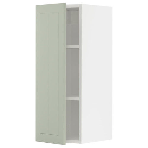 METOD Wall cabinet with shelves, white/Stensund light green, 30x80 cm