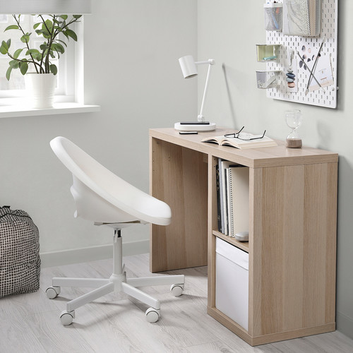 KALLAX Desk, white stained/oak effect, 111x39 cm