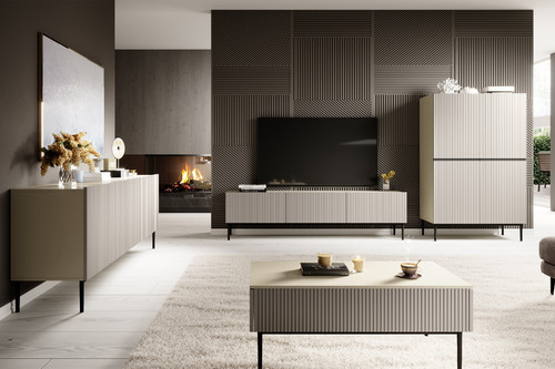 TV Cabinet Nicole 200 cm, cashmere, black legs