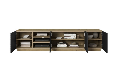 TV Cabinet Asha 200 cm, artisan/matt black