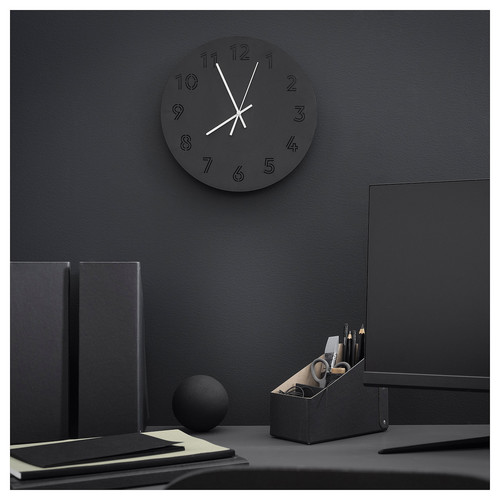 TUNNIS Wall clock, low-voltage/black, 30 cm