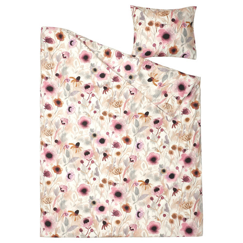 LÖNNHÖSTMAL Duvet cover and pillowcase, multicolour/floral pattern, 150x200/50x60 cm