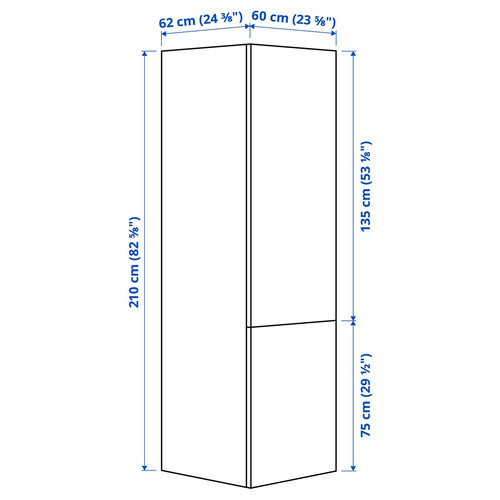 ENHET Storage combination, white/pale grey-green, 60x62x210 cm