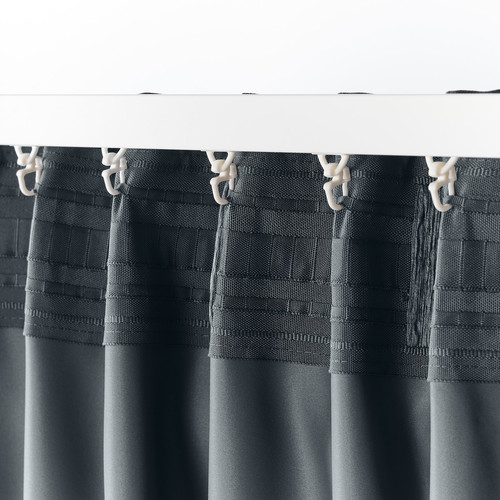 BLÅHUVA Block-out curtains, 1 pair, blue-grey, 145x300 cm