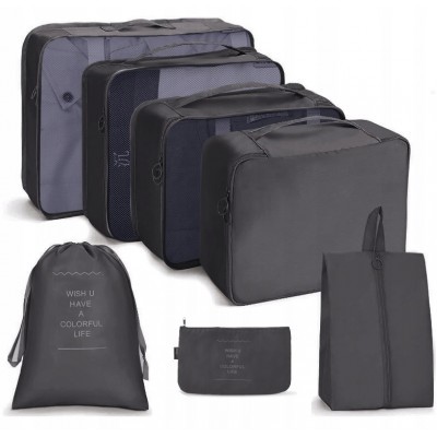 Ecarla Set of Travel Organizers 7pcs, black