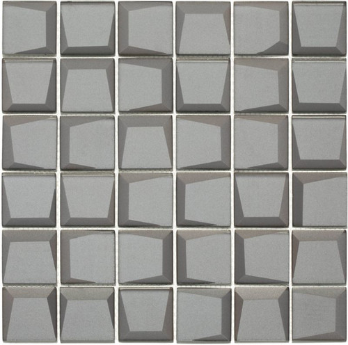 Mosaic Glass Tile Cubic 29.8 x 29.8 cm, grey, 1pc